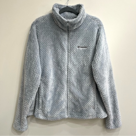 Columbia Women’s Full Zip Fleece Jacket Shacket Ice Blue Gray Outdoor Pockets XL - Picture 1 of 12
